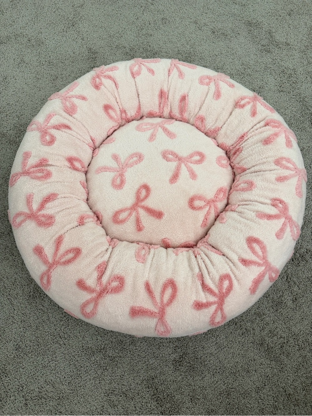 Pink Bow Round donut Bed for dogs